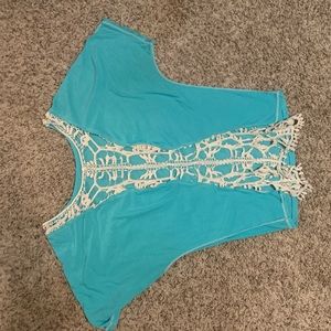 Teal t-shirt, open back size medium